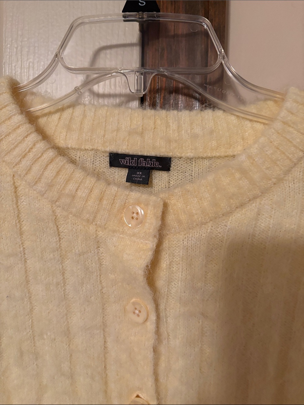 Wild Fable  Pale Yellow Ribbed Button-Front Cardigan - Picture 3 of 5